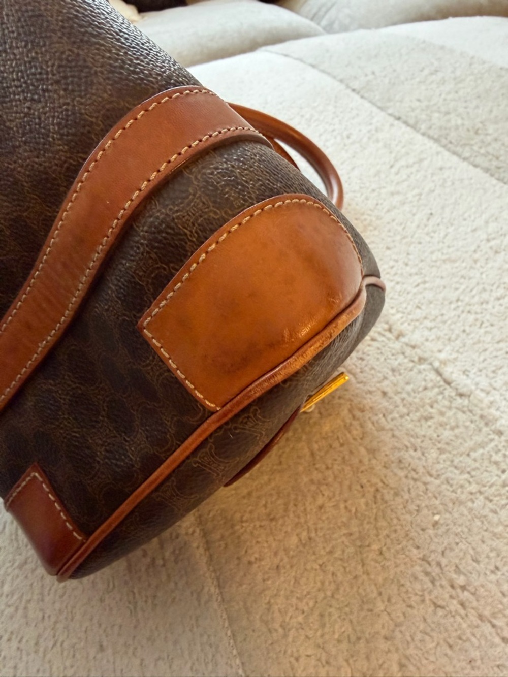 Celine Boston Brown Monogram Tote with Tan Leather Patch - Picture 9 of 14